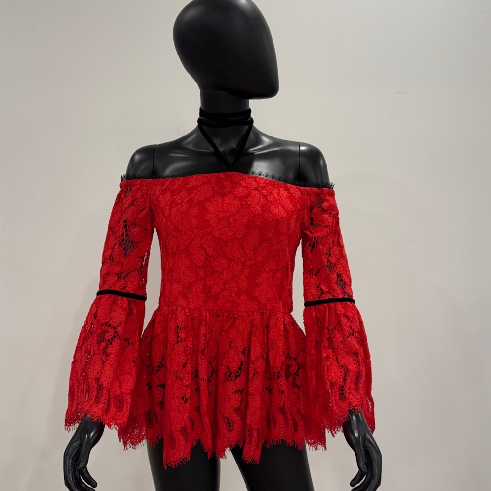 AlexiElegant Red Lace Top